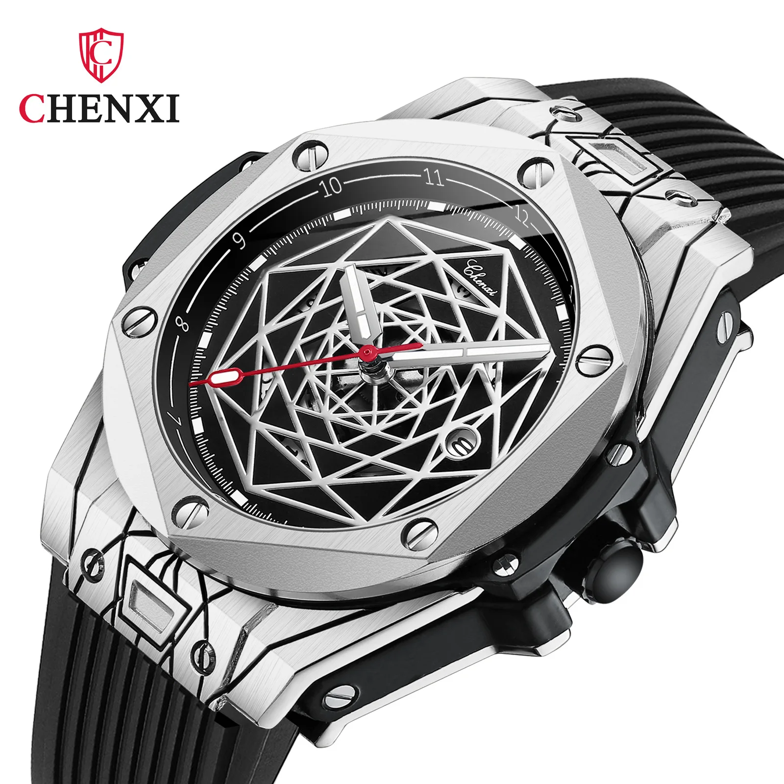 CHENXI 8249 relojes de cuero para hombre, reloj de cuarzo Original clásico para hombre, reloj de pulsera con fecha luminosa resistente al agua, relojes para hombre