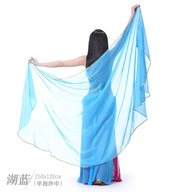 250*120cm Stage Performance Belly Dance Scarf Shawl Light Texture Half Circle Veils Professional Women Belly Dance Veil Chiffon