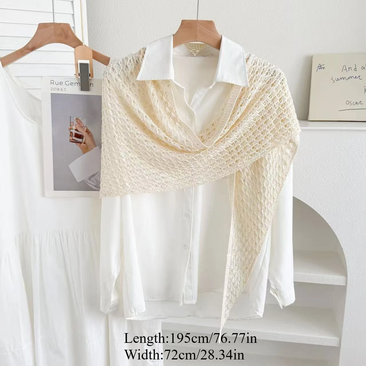 1 piece spring and summer hollow knitted shawl women's versatile air-conditioned cardigan outside the room Korean version