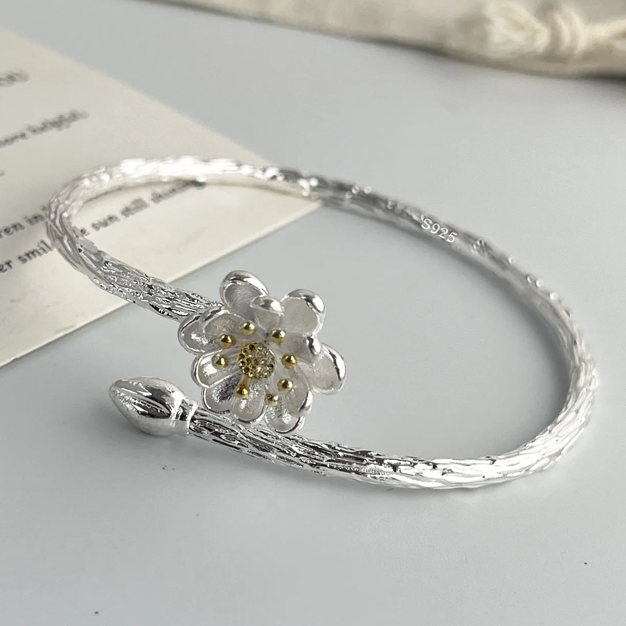 925 Sterling Silver Bracelets for Women Men String Accessories Trend Shinng Flower yellow Pendant Party Jewelry Gift