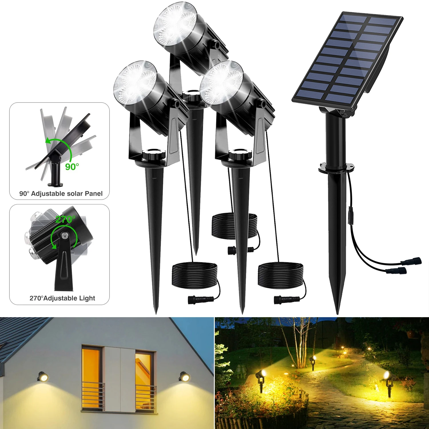 Solar LED Außenleuchte IP65 Strahler Aluminium Anti Rost Solarlampe Landschaft Hof Garten Baum separat Lampe Wandleuchte