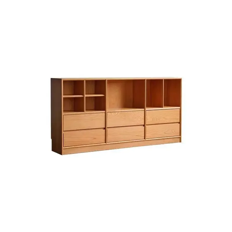 

Solid wood, dust-proof bookcase, integrated wall storage cabinet, living room, with cabinet door
