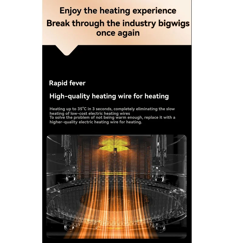 【PARTY】 سخان مكتب كهربائي مدمج محمول للمكتب، حماية من الحرارة الزائدة، تصميم قابس أمريكي موفر للطاقة