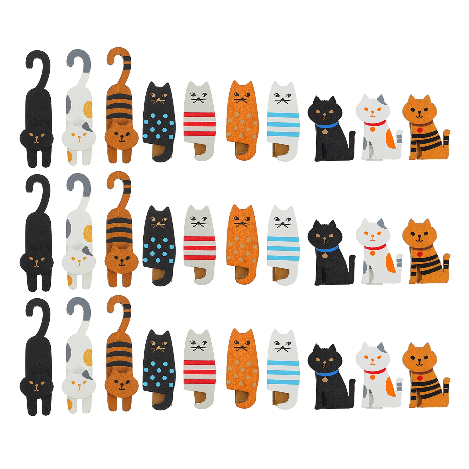 

30 Pcs Cat Shaped Wooden Clips Adorable Animal Note Clamps Vintage Photo Wall Decor Craft Supplies Sturdy Wood Safe Use
