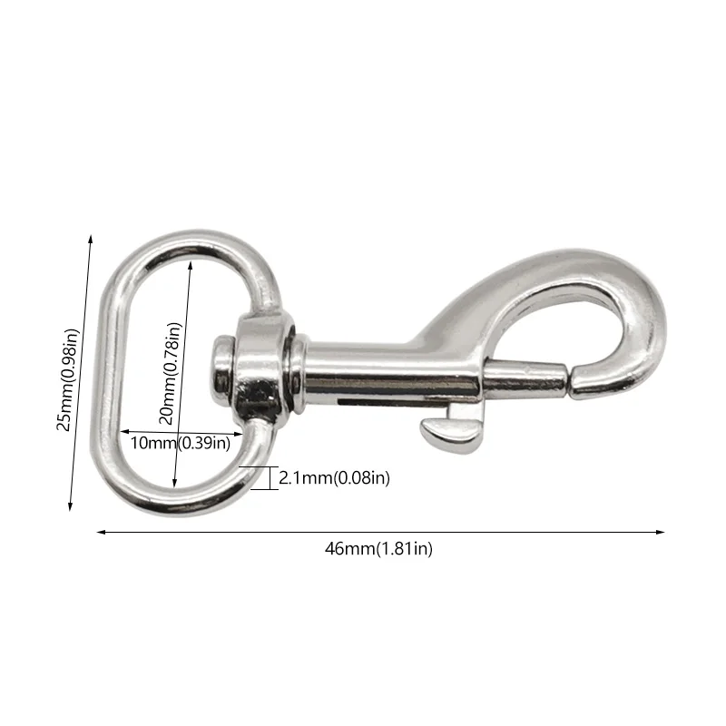 Gancho giratorio de ojo a presión, hebilla de gancho de perno, Clip de cadenas para perros y mascotas, broche de langosta de resorte, hebilla de cinturón de aleación de Zinc