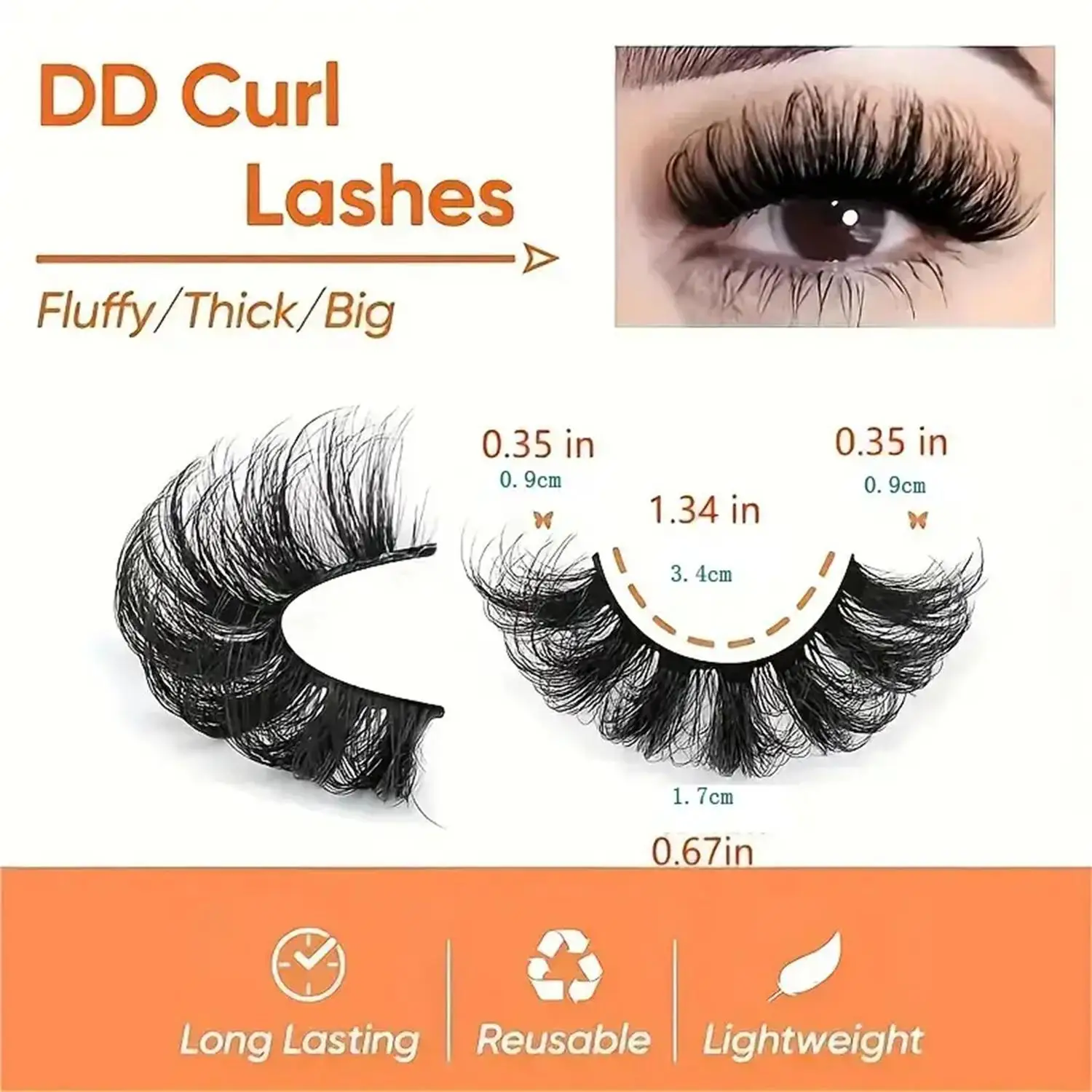 7 pairs of fluffy false eyelashes, 20mm full eyelashes, 8D curly false eyelashes