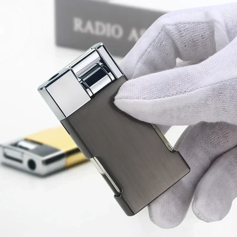Butane Gas Lighters Windproof Flame Metal Rocker Cigarette Lighter Smoking Accessories Torch Lighter Men‘s Smoke Cigar Cool Gift