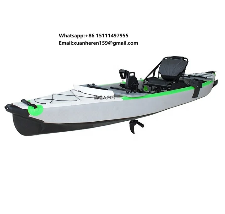 New 430cm Inflatable Drop Stitch Foot Drive Pedal Fishing Sup Single Person Craft Inflatable Kayak