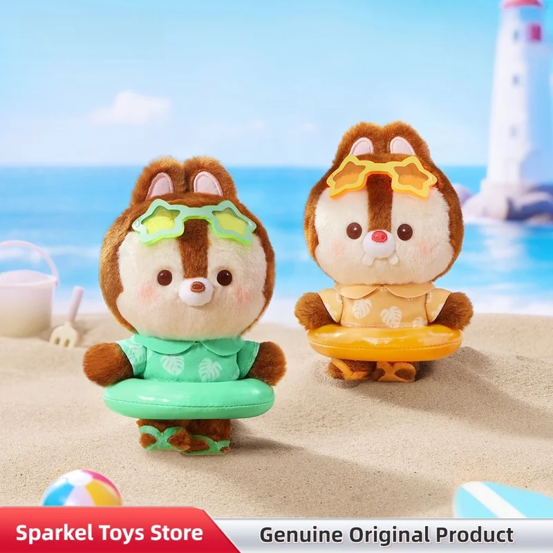 Genuine Disney Summer Swim Ring Series Plush Pendant Blind Box Vacation Style Cute Doll Bag Charm Collect Toys Birthday Gift view 2