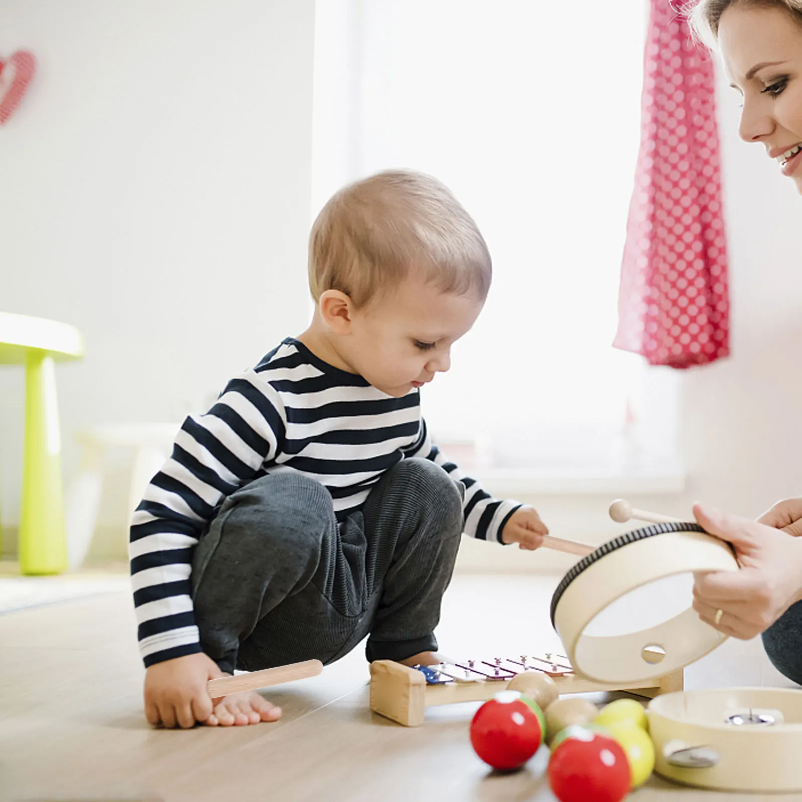 

4pcs Kids Wooden Musical Percussion Instrument Set Rhythm Sticks Shakers For Toddlers Exercise Wrist Music Sense Safe Smooth