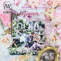 JIANWU Vintage Dark Character Flower Castle Landscaping Material Collage Sticker Book Creative DIY Journal Scrapbook Stationery