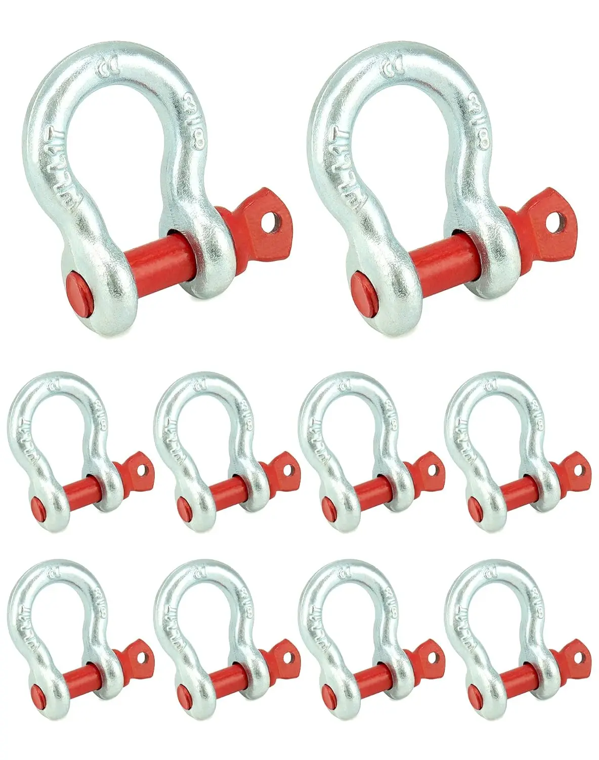 

Galvanized Screw Pin Anchor Shackles 3/8" 10 Pack D-Ring Shackles 2204lbs Towing Capacity for Marine and Heavy Duty Use