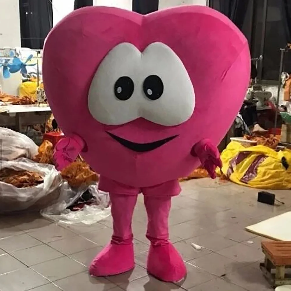 

Adult Pink Heart Mascot Costume Cartoon Doll Cosplay Costume Mardi Gras Fancy Dress Valentine's Day Confession Props