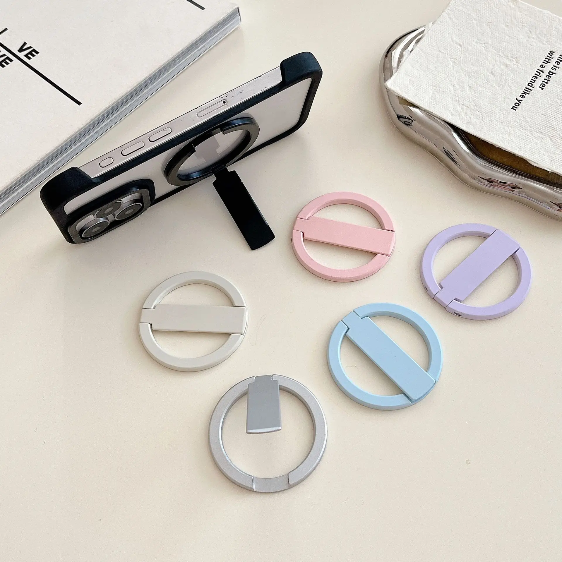 

For Magsafe Cellphone Grip Stand Simple Solid Color Magnetic Phone Holder For IPhone Universal Mobile Support Bracket Grip Tok