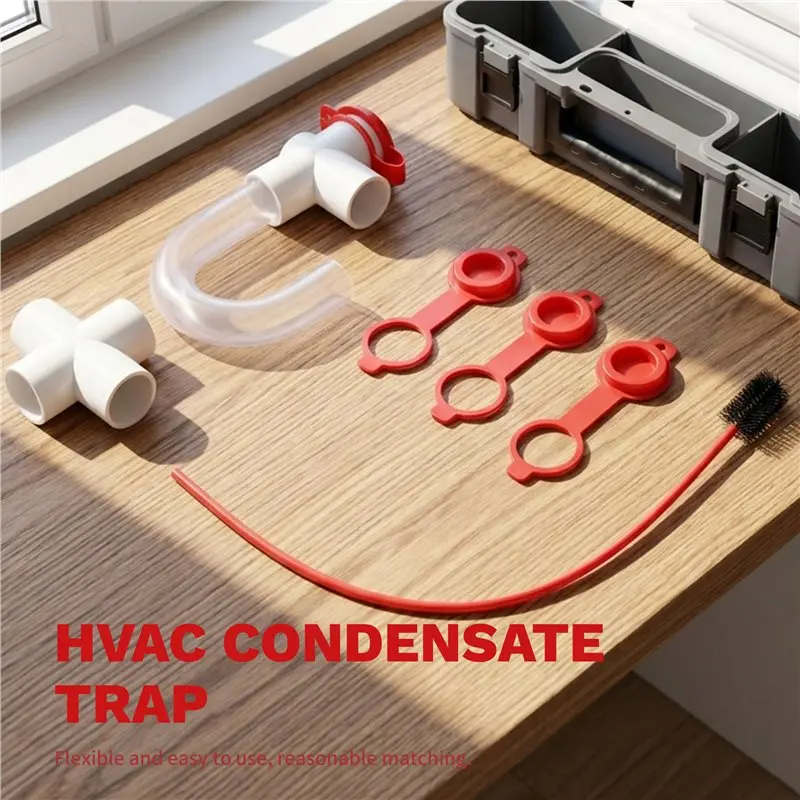 UNCL U-Shaped 3/4 Inch HVAC Condensation Trap AC Drain Line With Cleaning Brush For Air Conditioner Systems