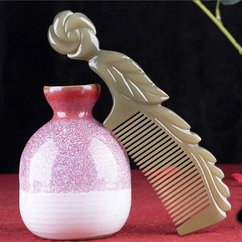 Horn pattern comb Horn plum blossom handle comb Horn massage