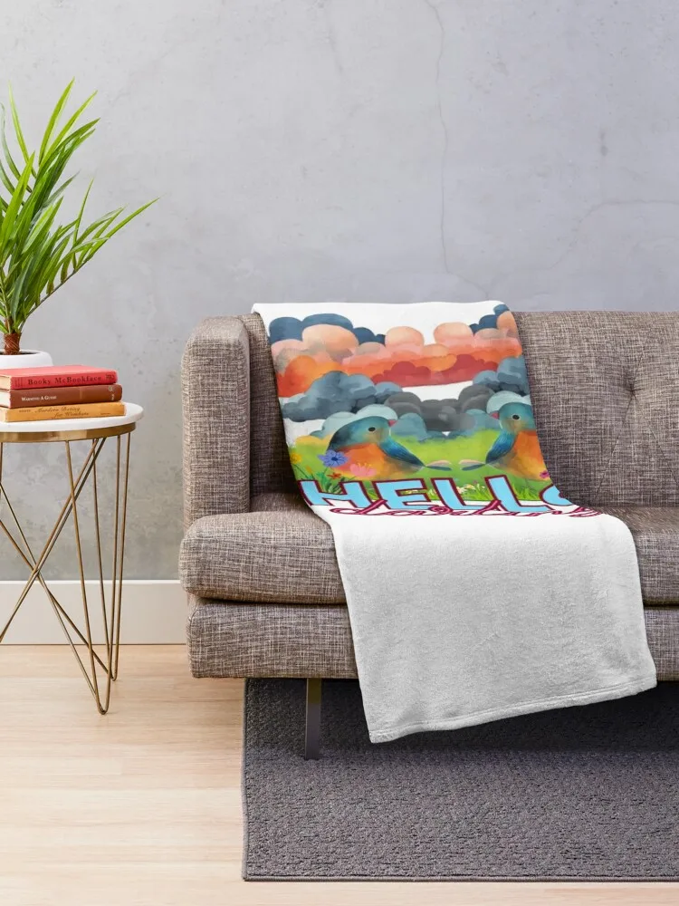 Small birds of colored sky meadows Throw Blanket Picnic Stuffeds Nap For Sofa Thin Blankets