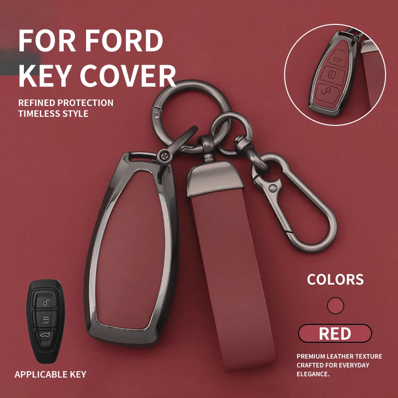 Metal Leather Key Case For Ford Puma Escape Edge Kuga Ecosport Mondeo Focus Fiesta ST Line car key gadgets accesorios para llave