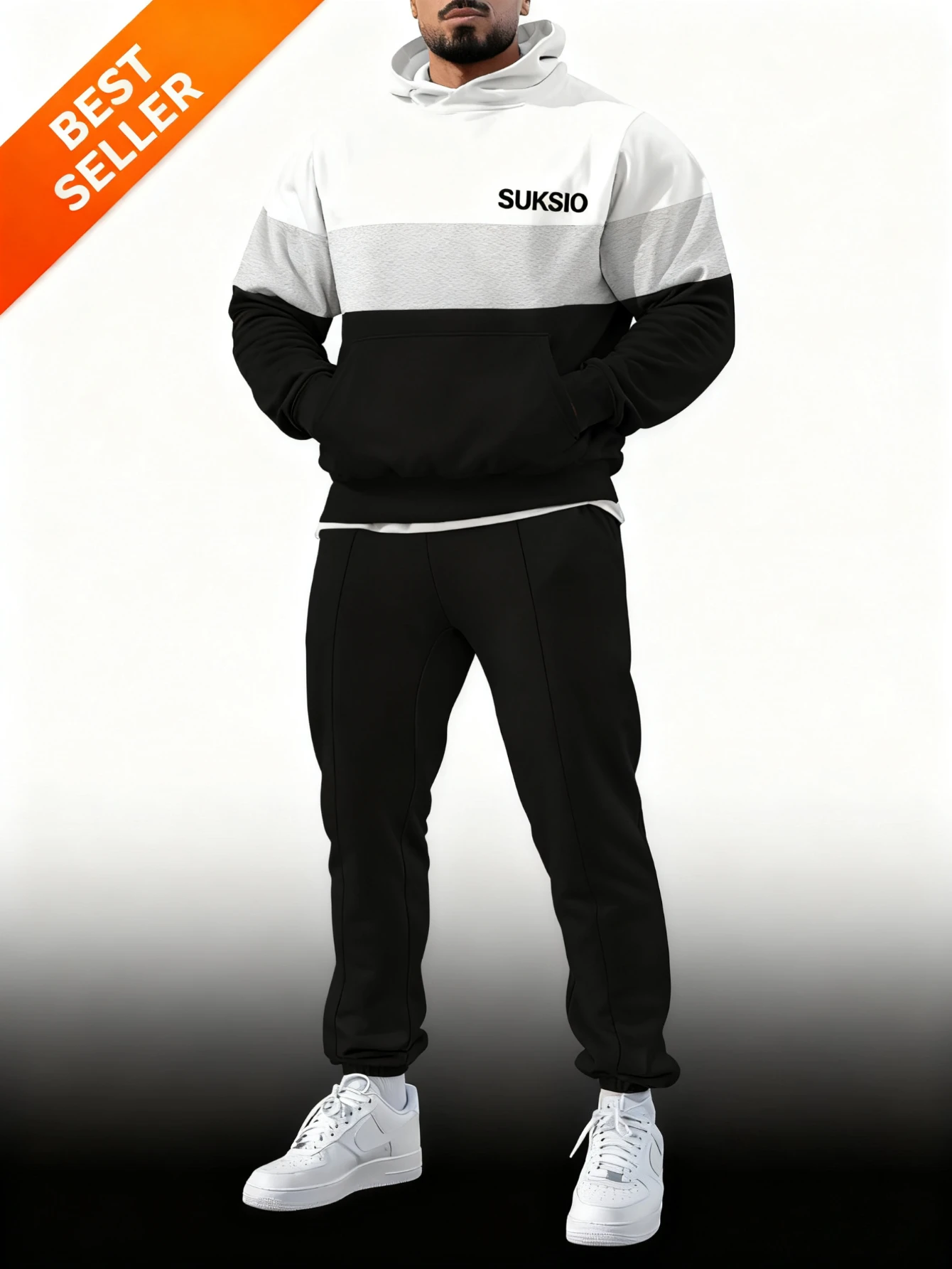 

Мужской комплект из 2 предметов, модная толстовка в сочетании со свободными повседневными брюками. | удобная и теплая ткань, мужской комплект с капюшоном.