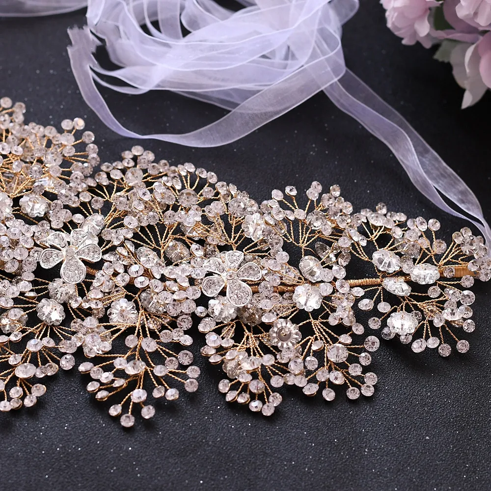 Cinto luxuoso para noivas, prata, diamante, faixas de liga de strass, flor, cinto, acessórios para vestido de casamento