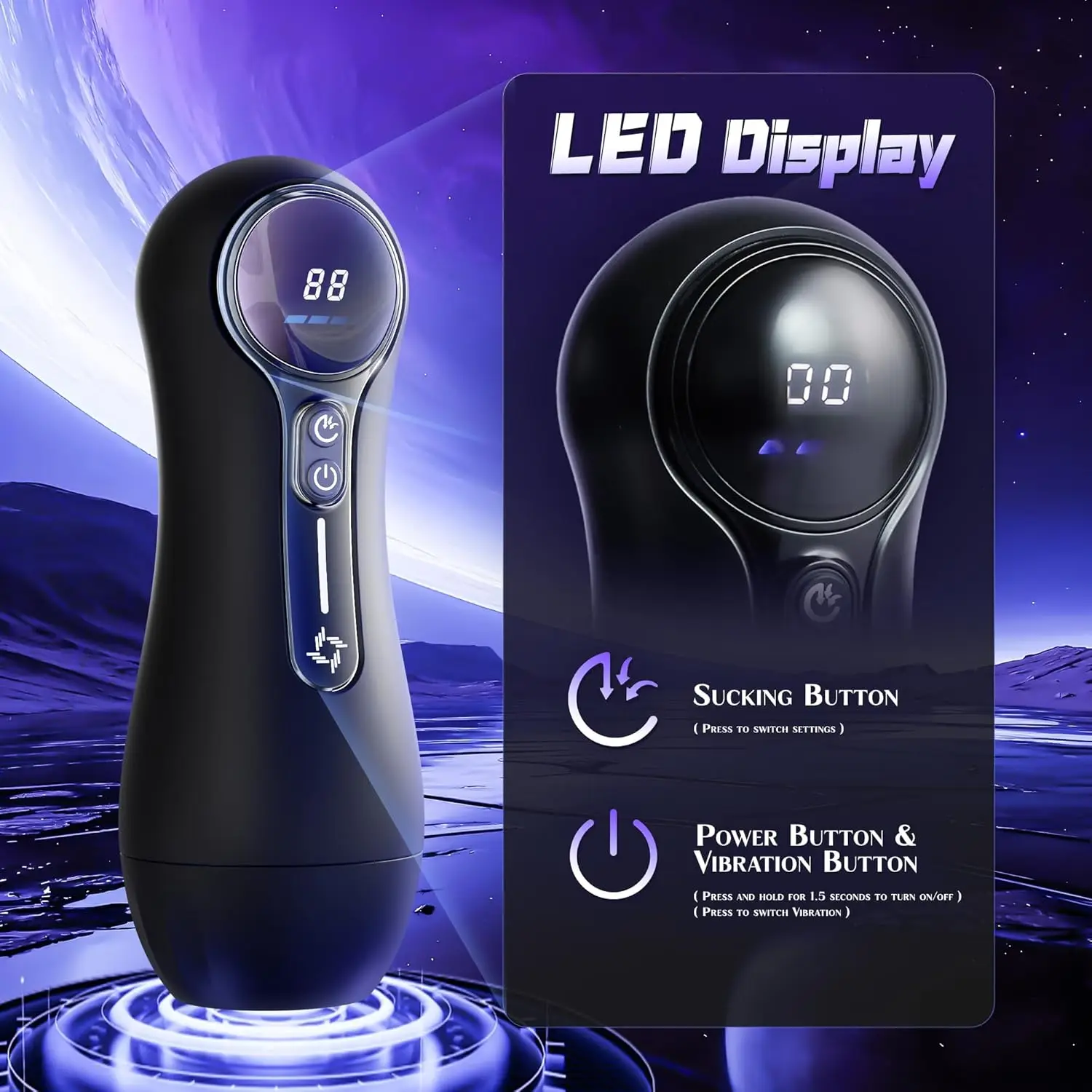 Male Masturbator Penis Pump Adult Sex Toys for 18 Men with 4 Sucking 9 Vibration Modes LED Display Pocket Pussy Realistic Vagina - view 3