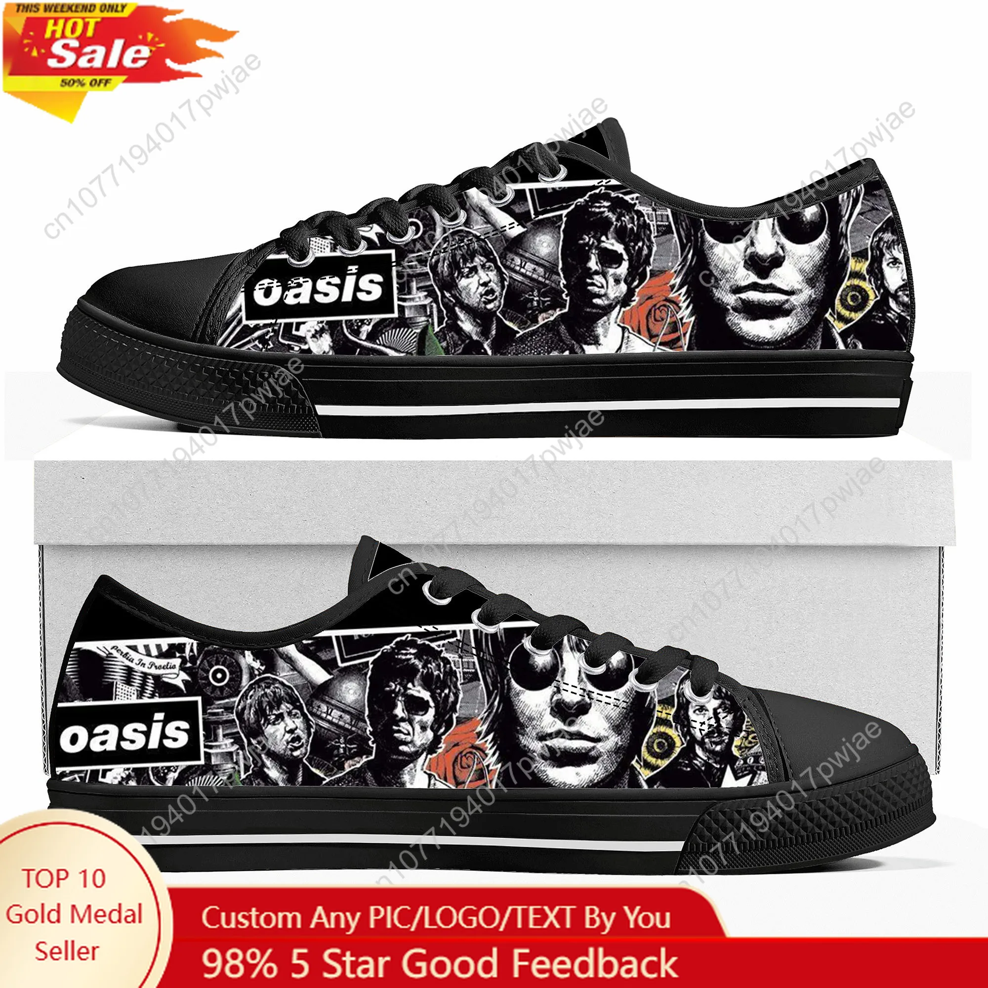 

Oasis Rock Band Low Top High Quality Sneakers Mens Women Canvas Sneaker Casual Couple Hiking Lightweight Custom Shoes