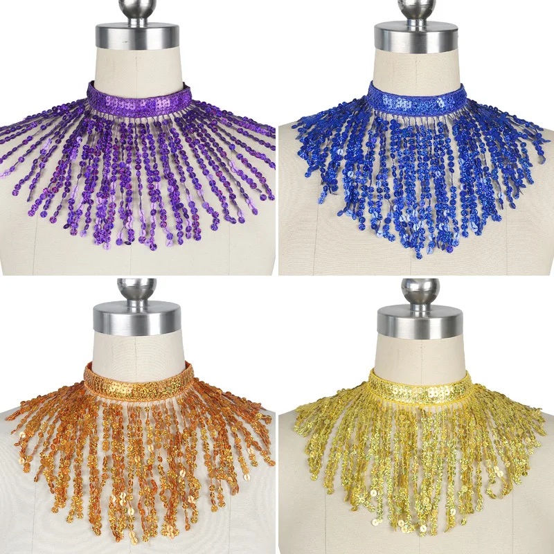 11 Color Sequins Tassel Necklace for Dancer Costume Accessories Stage Performance Belly Dance Wear Necklace