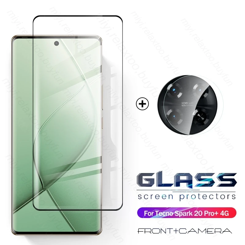 2To1 9D Tempered Glass Screen Protector For Tecno Spark 20 Pro+ Pro Plus 4G KJ7 6.78