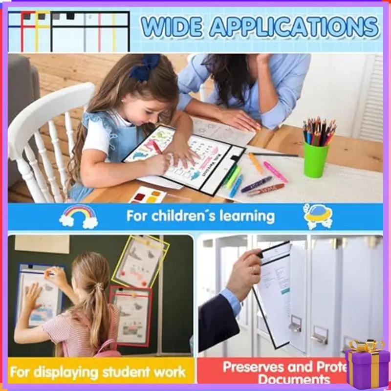 

28Piece Work Note Holder Dry Erase Pocket Sleeves For Teacher Office Organization A