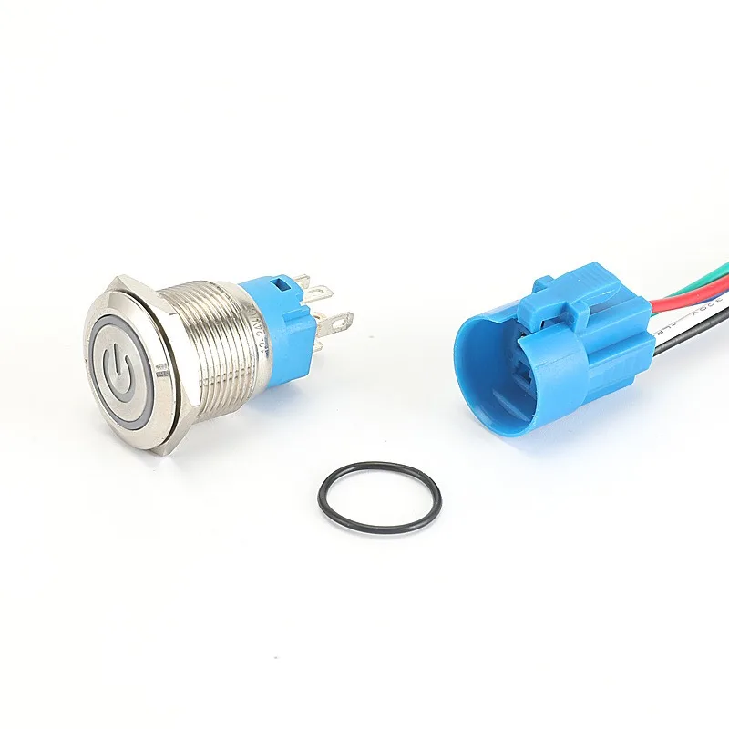 19mm Stainless Steel Metal Push Button Switch with LED Indicator, Latching/Momentary Options for Industrial & Automotive Use