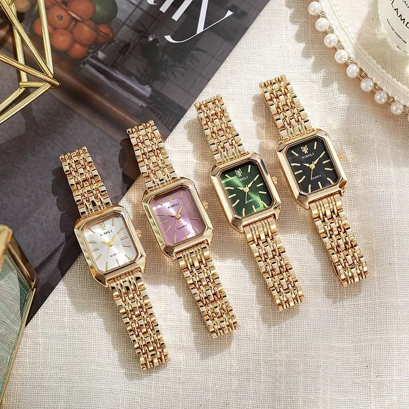 Women Retro Square Metal Band Watch Blind Box 1Pc Random Color Quartz Wristwatch Mystery Surprise Gift view 2