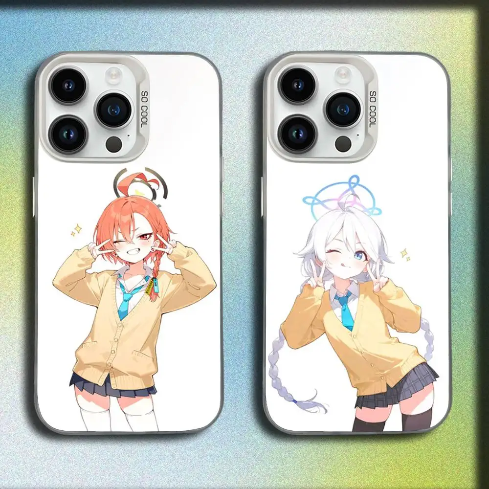 

Cute Girl Blue A-Archive Phone Case For iPhone 16,15,14,13,12,11,Mini,Pro,E,MAX White Candy Matte Shockproof Cover