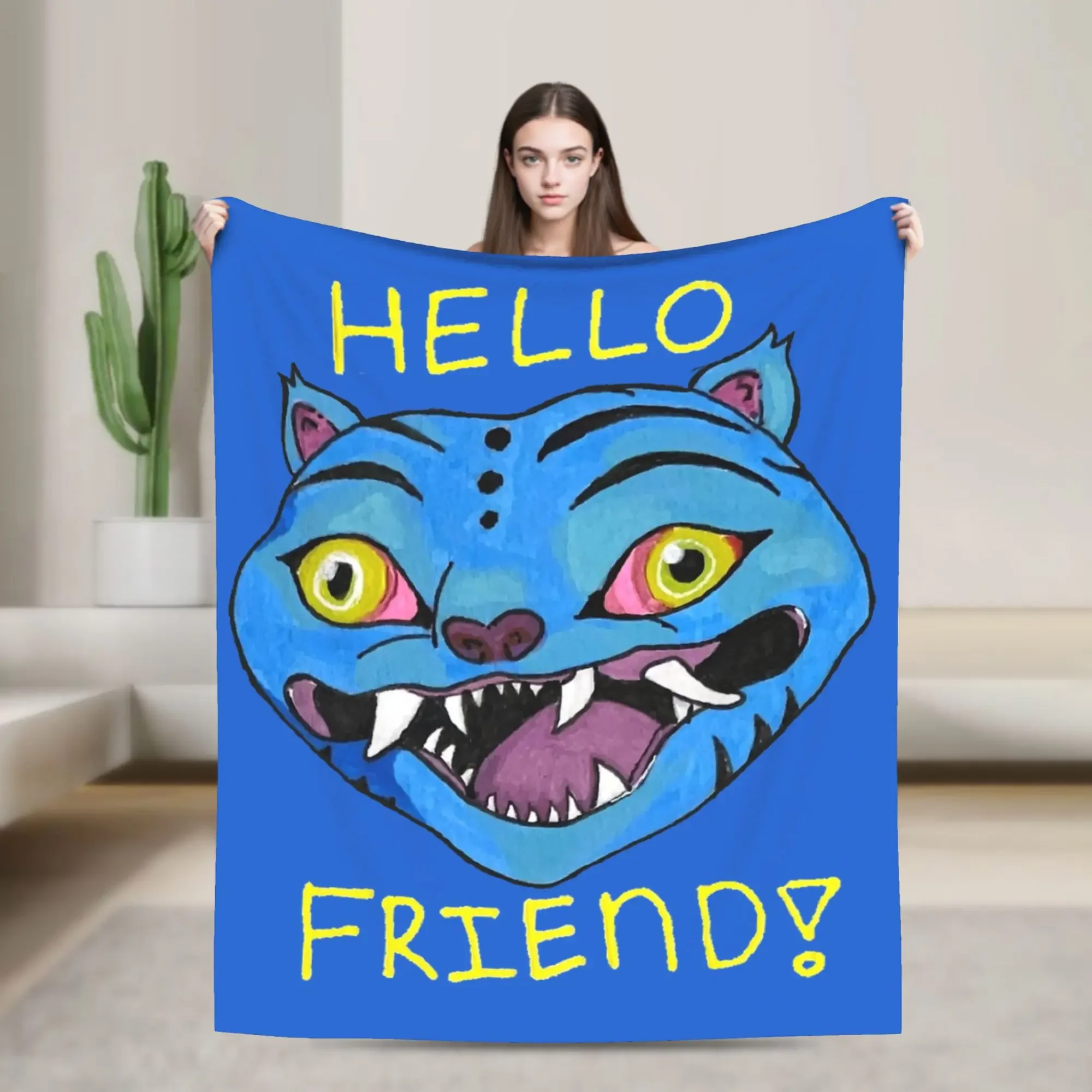 

Blue Tiger Demon Hunters Blanket Cover Flannel Throw Blanket Bedding Couch Printed Soft Warm Bedspreads Christmas gift blanket