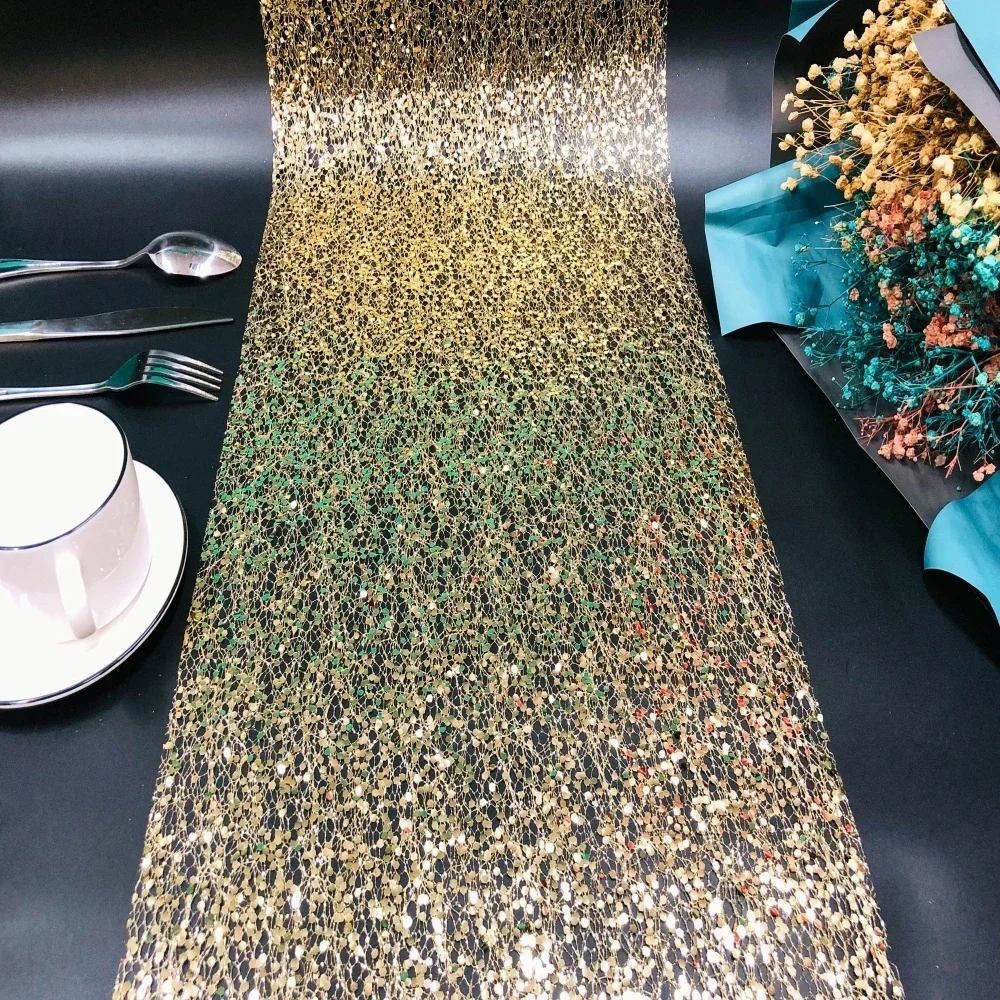 Sequin Table Runner, Tule Roll, pode ser usado para cerimônia, decoração do casamento, várias festas, DIY, 30cm x 10 jardas