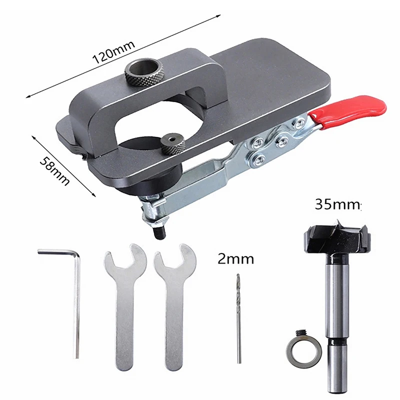 ไม้บานพับเจาะท่องเที่ยว Locator เจาะไม้ Dowel Jig โลหะผสมบานพับ35Mm ประตูตู้ Hole เครื่องมือเปิด