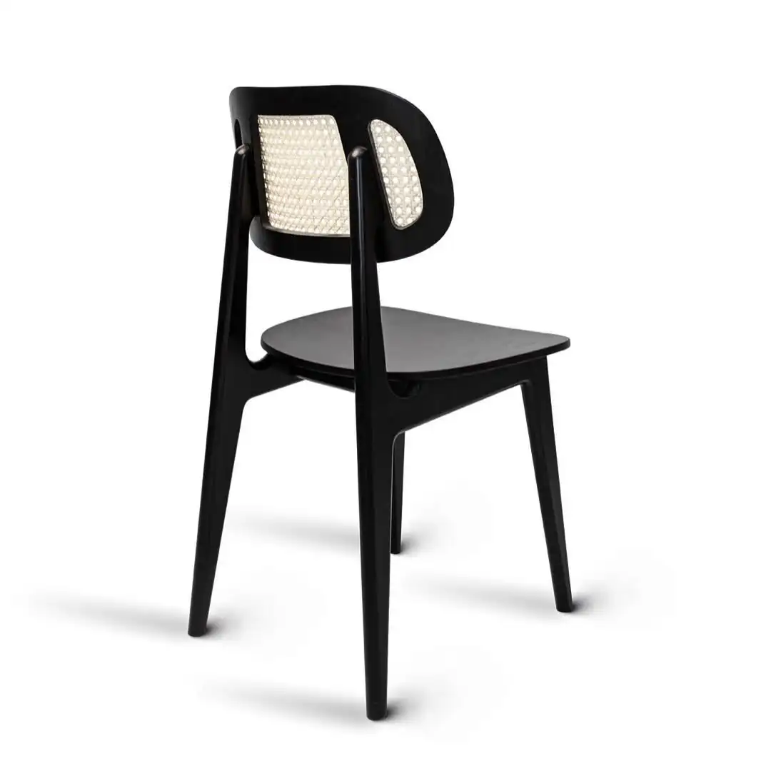 

Solid wood rattan dining chair household simple modern backrest chair