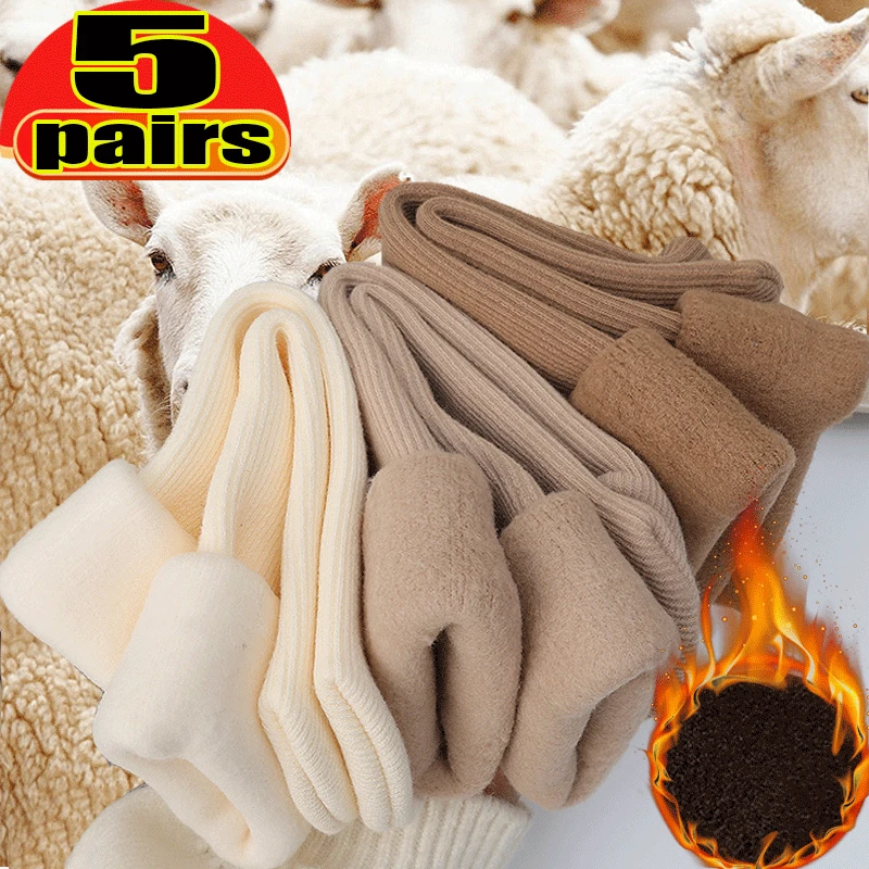 

5Pairs Winter Men's Warmer Cashmere Snow Socks Super Thick Warm Against Cold Snow Casual Antifreeze Cashmere Sock Men