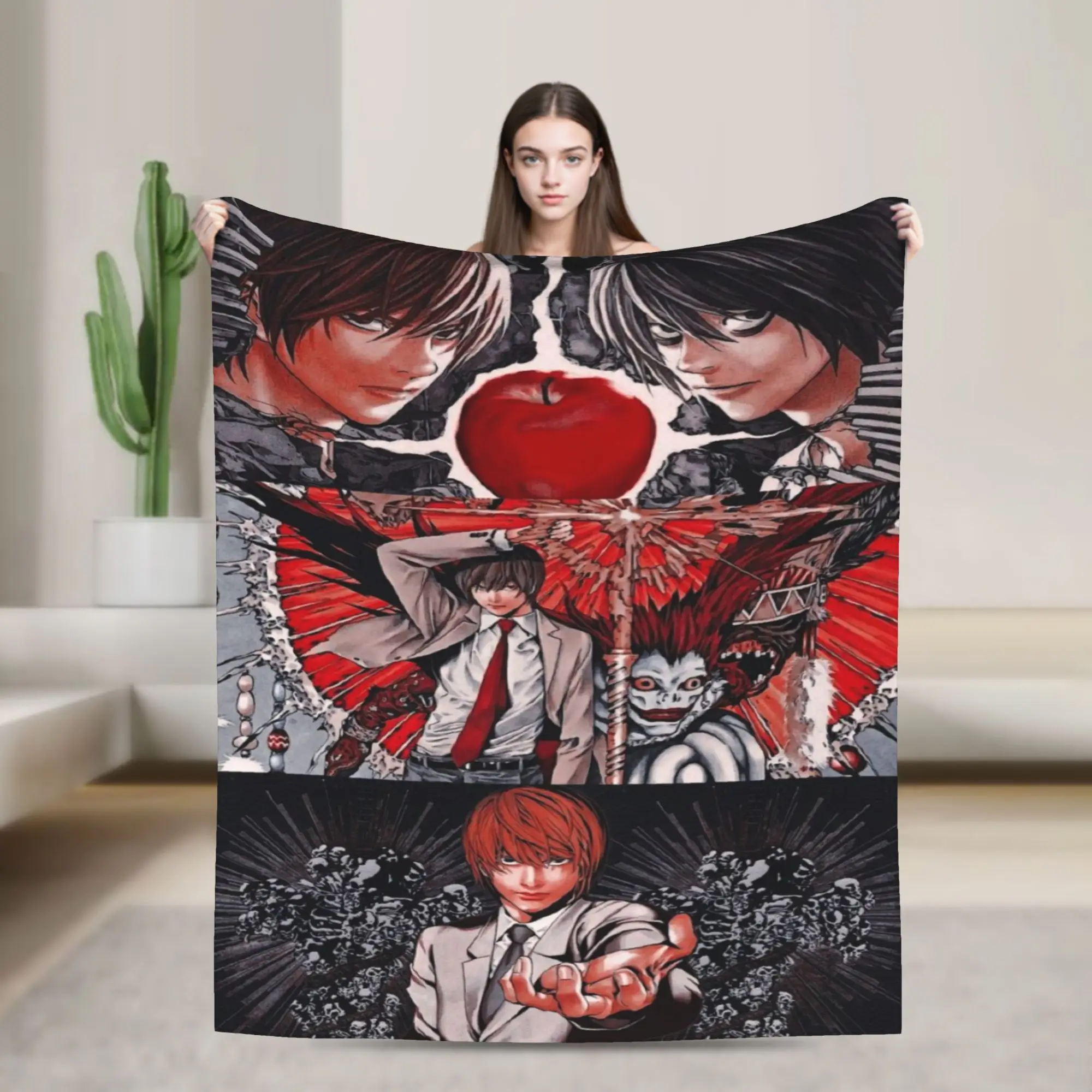 deaths notes anime catoon Blanket Velvet  Cozy Lightweight Thin Throw Blanket for Sofa Quilt