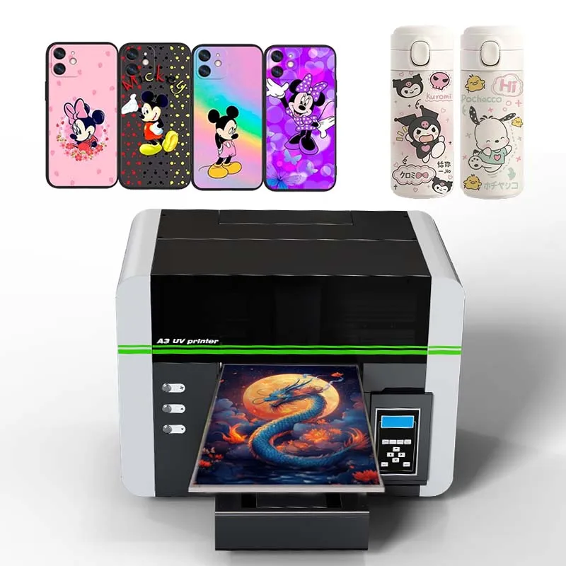 UV Printer Dtf Small Business Printing Machine For A3 A4 Flat Phone Case Label Thermos Cup Bottle Badge Medal Inkjet Printer