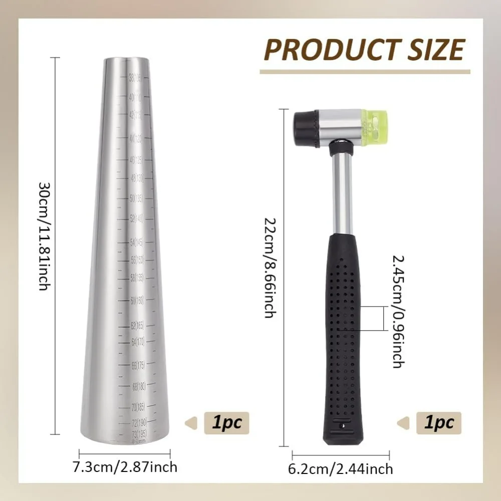 Bracelet Mandrel Sizer Set Including Iron Hammer Stainless Steel Bracelet Mandrel with Graduated Adjust Jewelry Tool for Jewelry