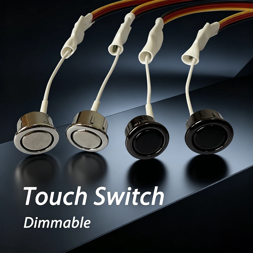 12V 5A Touch Dimmer Switch,Stepless/Three‑Level Dimmable Two Versions 10mm Mounting Hole,LED Light Touch Sensor for Closet DIY