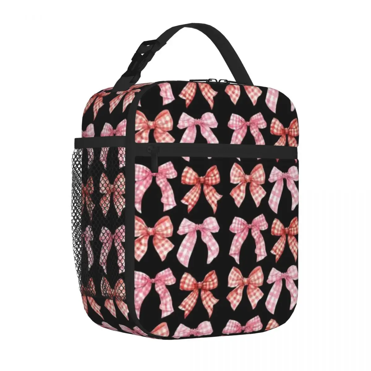 Bestselling Checkered Bow Striped Neoprene Lunch Bag Workday Snack Carry Lunch Bag