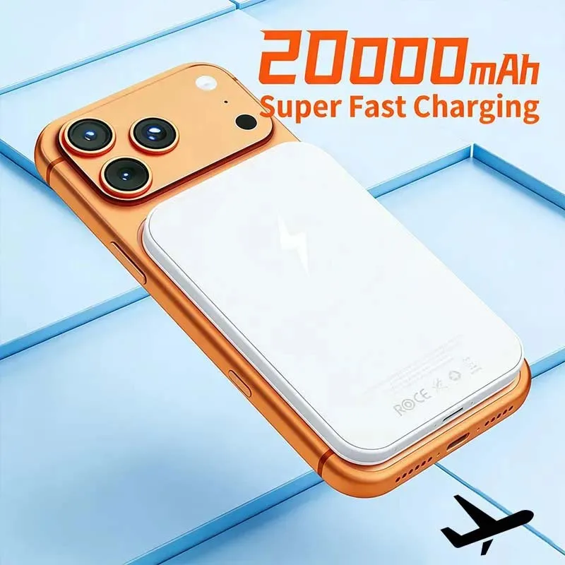 

20000mAh Magnetic Power Bank PD 22.5W Wireless Fast Charger For Magsafe Portable Auxiliary Battery For iPhone Air 17