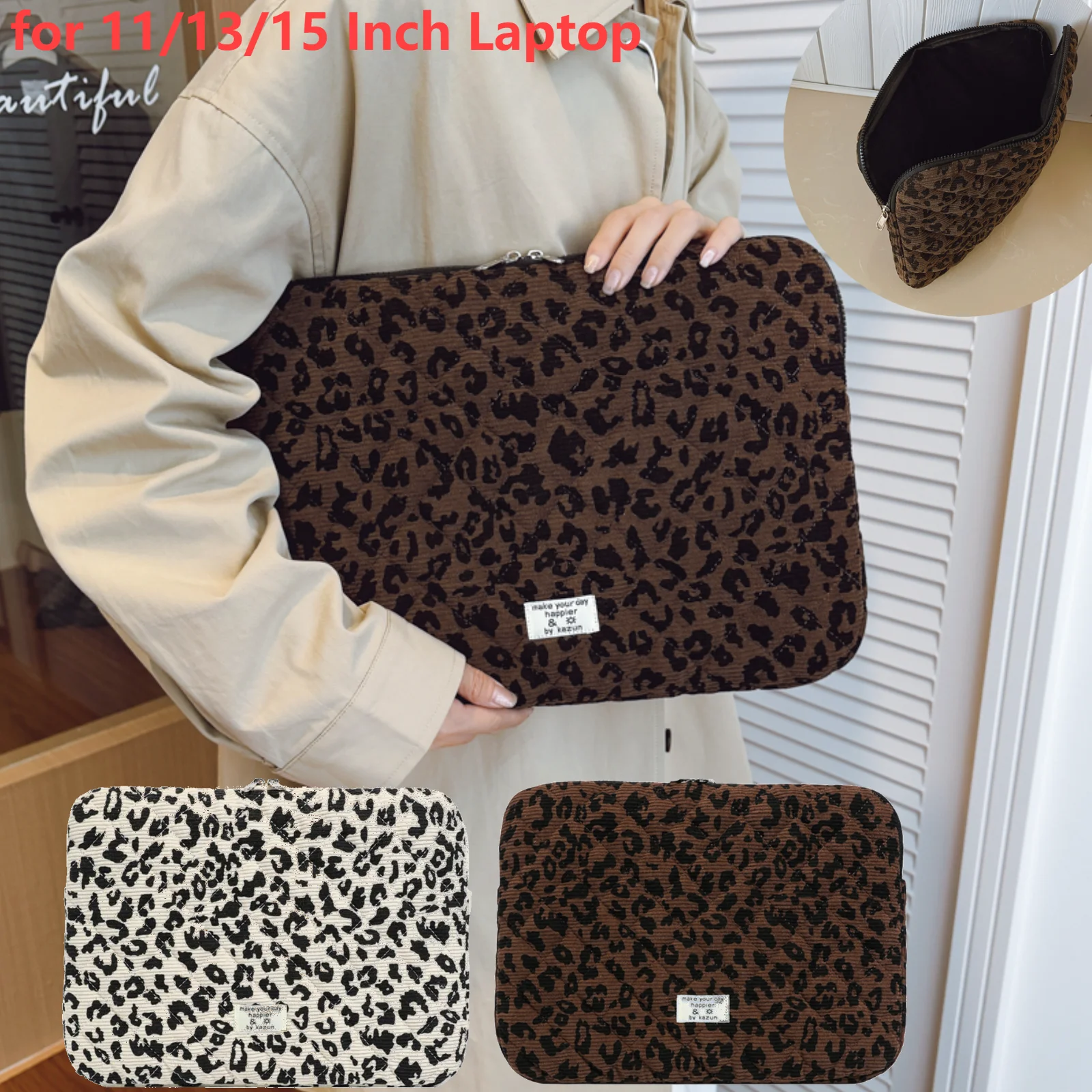 Leopard Print Laptop Storage Bag Computer Carrying Bag Computer Sleeve Fits 11/13/15 Inch Laptops
