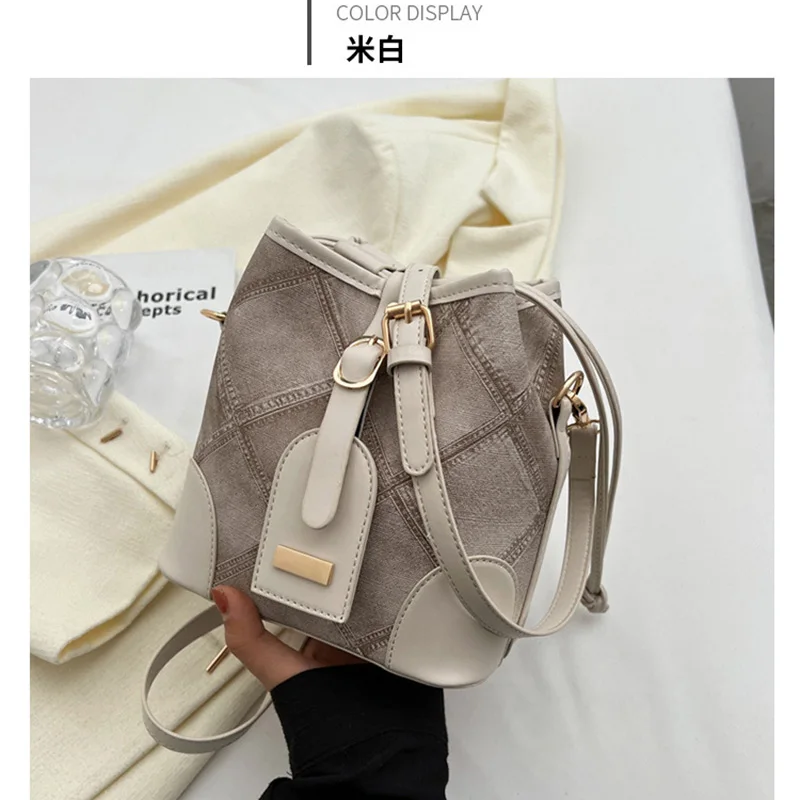 2025 new trendy best-selling single-shoulder crossbody bag with high-end texture and niche design - diamond-patterned bucket bag