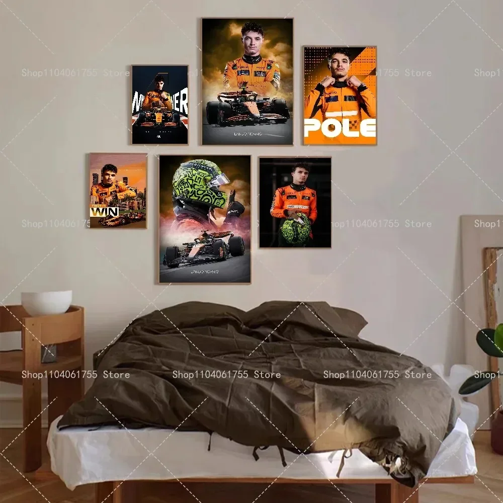 Racer L-Lando N-Norris Poster Wall Art for Picture Coffee House Living Room Bedroom Restaurant Home Wall Decor Canvas Painting