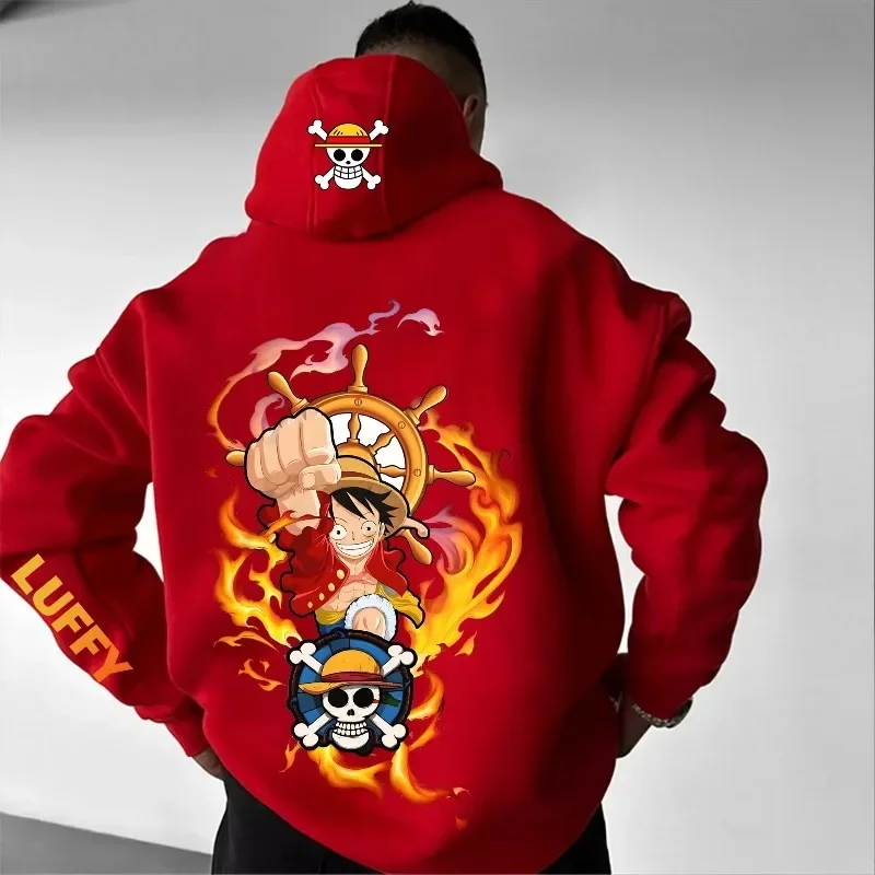 ONE PIECE Tendência Explosão Animação Moletom Com Capuz Algodão Casual Moda Esportes Versáteis Outono e Inverno Masculino e Feminino Hoodies