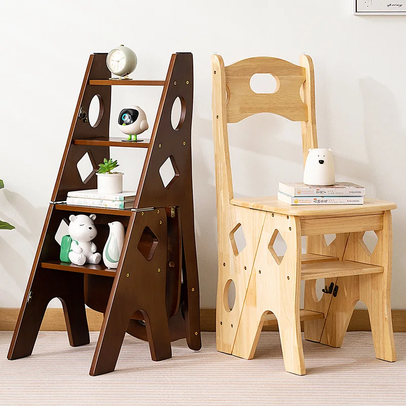 

Solid wood ladder Family household Folding Indoor Stool can be used as chair Multifunctional dual-purpose l