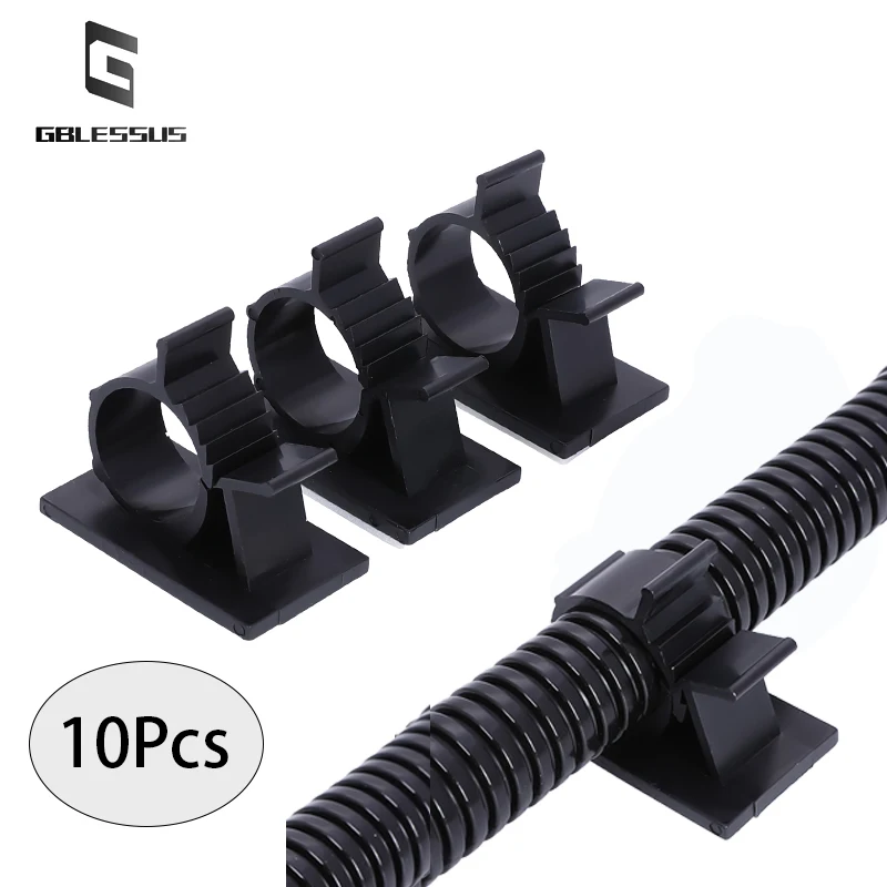 10PCS Corrugated Pipe Harness Clip Self Adhesive 3m Adhesive Adjustable Terminal Block Car Wire Protection Accessories Black