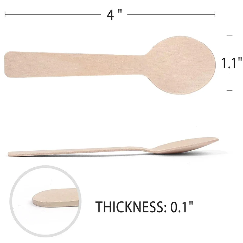 50/100/200Pcs Mini Wooden Spoons, Disposable Tasting Sampling Spoons, Biodegradable Birchwood Dessert Spoons